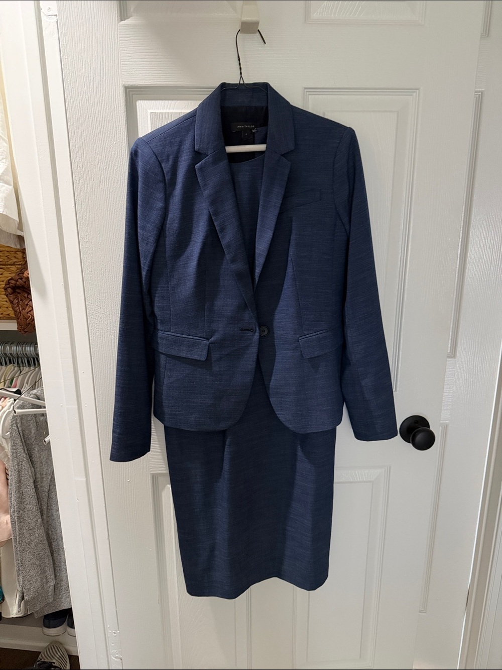 Ann Taylor Navy Women's Two-Piece Work Suit - Blazer & Dress